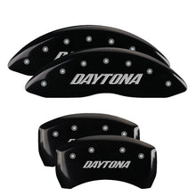 Load image into Gallery viewer, MGP 4 Caliper Covers Engraved Front & Rear Daytona Black finish silver ch