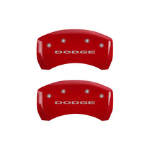 Load image into Gallery viewer, MGP 4 Caliper Covers Engraved Front & Rear With out stripes/Dodge Red finish silver ch