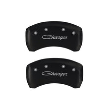 Load image into Gallery viewer, MGP 4 Caliper Covers Engraved Front & Rear Cursive/Charger Red finish silver ch