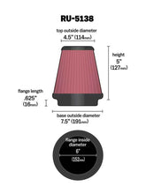 Load image into Gallery viewer, K&N Universal Clamp-On Air Filter 6in FLG / 7-1/2in B / 4-1/2in T / 5in H