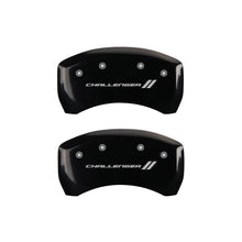 Load image into Gallery viewer, MGP 4 Caliper Covers Engraved Front & Rear With stripes/Challenger Black finish silver ch
