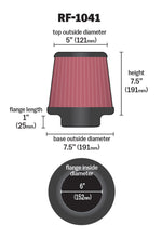 Load image into Gallery viewer, K&N Round Tapered Universal Air Filter 6 inch Flange 7 1/2 inch Base 5 inch Top 7 1/2 inch Height