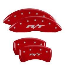 Load image into Gallery viewer, MGP 4 Caliper Covers Engraved Front & Rear RT1-Truck Red finish silver ch