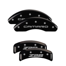 Load image into Gallery viewer, MGP 4 Caliper Covers Engraved Front & Rear Block/Challenger Yellow finish black ch