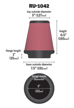 Load image into Gallery viewer, K&N Universal Clamp-On Air Filter 6in FLG / 7-1/2in B / 5in T / 6-1/2in H