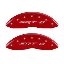 Load image into Gallery viewer, MGP 4 Caliper Covers Engraved Front & Rear SRT8 Red finish silver ch
