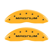 Load image into Gallery viewer, MGP 4 Caliper Covers Engraved Front & Rear Magnum Yellow Finish Black Char 2006 Dodge Charger