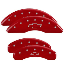 Load image into Gallery viewer, MGP 4 Caliper Covers Engraved Front & Rear Bowtie Red finish silver ch