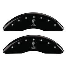Load image into Gallery viewer, MGP 4 Caliper Covers Engraved Front & Rear Tiffany Snake Black finish silver ch