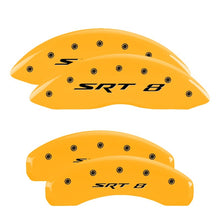 Load image into Gallery viewer, MGP 4 Caliper Covers Engraved Front & Rear Cursive/Challenger Black finish silver ch