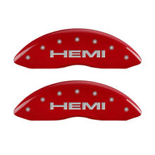 Load image into Gallery viewer, MGP 4 Caliper Covers Engraved Front & Rear Hemi Red finish silver ch