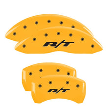 Load image into Gallery viewer, MGP 4 Caliper Covers Engraved Front & Rear RT1-Truck Yellow finish black ch