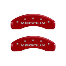 Load image into Gallery viewer, MGP 4 Caliper Covers Engraved Front & Rear Magnum Red finish silver ch