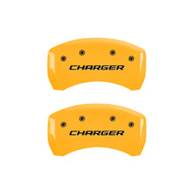 Load image into Gallery viewer, MGP 4 Caliper Covers Engraved Front & Rear Block/Charger Yellow finish black ch