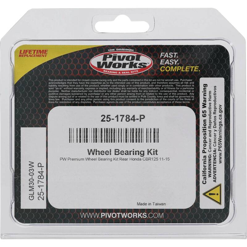 Pivot Works Honda Wheel Bearing Kit Premium Bearings