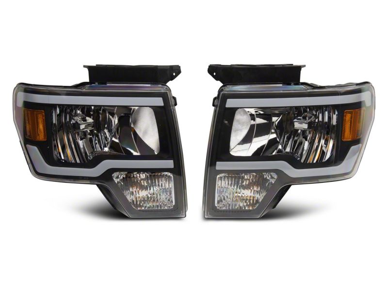 Raxiom 09-14 Ford F-150 Axial Series Headlight w/ SEQL LED Bar- Blk Housing (Clear Lens)