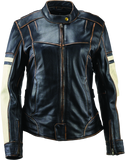 River Road Dame Vintage Leather Jacket Black Womens - Medium