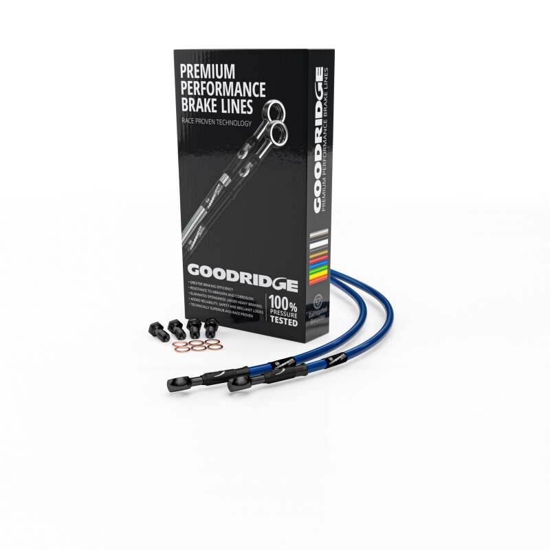 Goodridge 22-23 Yamaha XSR900 ABS Electric Blue Front SS Brake Lines w/Black Fittings