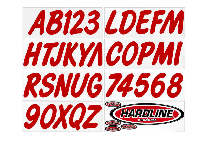 Hardline Boat Lettering Registration Kit 3 in. - 400 Red Solid