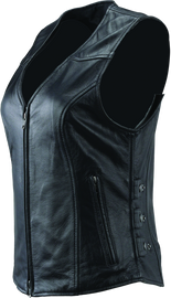 River Road Plains Leather Vest Black Womens - Small