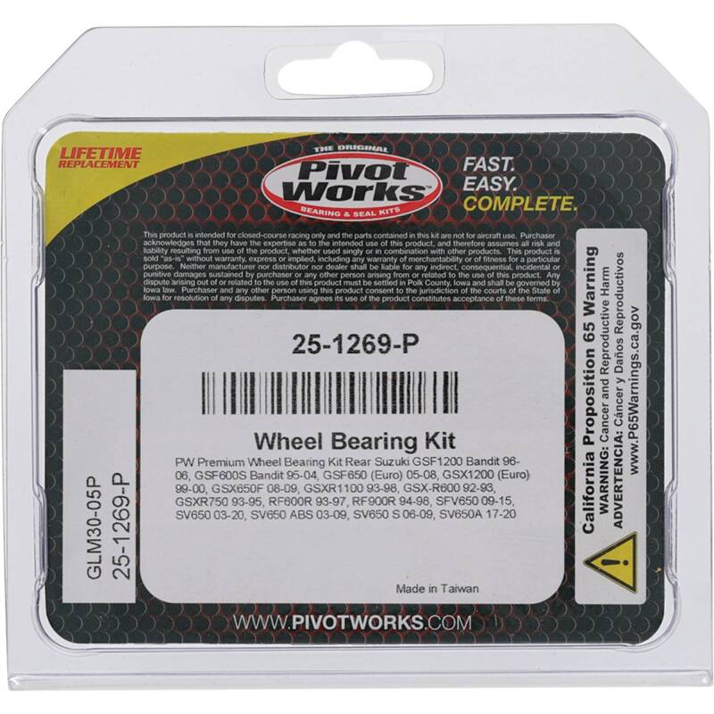 Pivot Works Suzuki Wheel Bearing Kit Premium Bearings