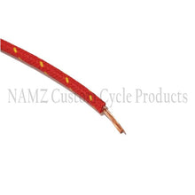 Load image into Gallery viewer, NAMZ OEM Color Cloth-Braided Wire 25ft. Pack 16g - Red w/Yellow Tracer