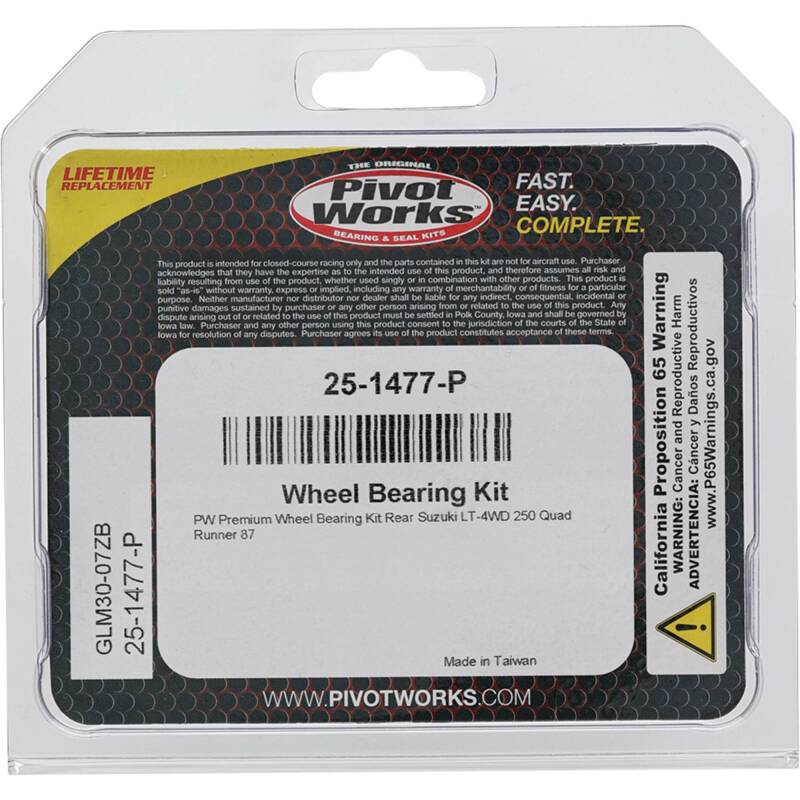 Pivot Works Suzuki Wheel Bearing Kit Premium Bearings