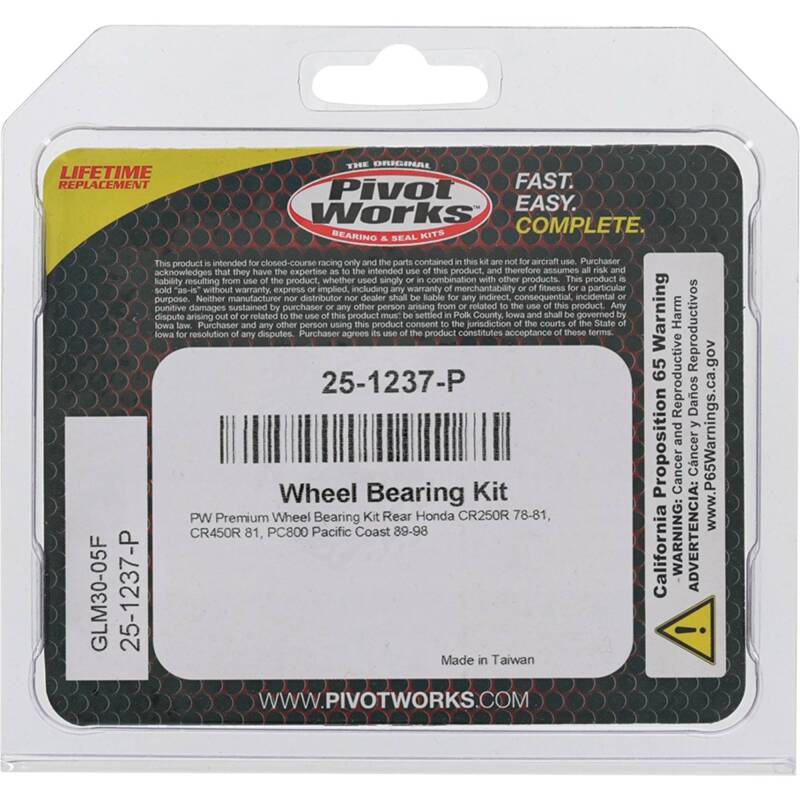Pivot Works Honda Wheel Bearing Kit Premium Bearings