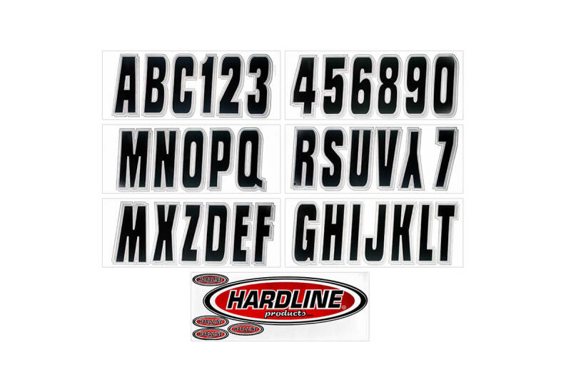 Hardline Boat Lettering Registration Kit 3 in. - 320 Black/Silver