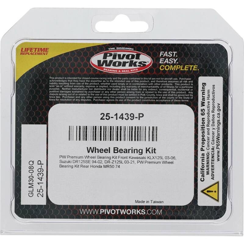 Pivot Works Honda, Kawasaki, Suzuki Wheel Bearing Kit Premium Bearings
