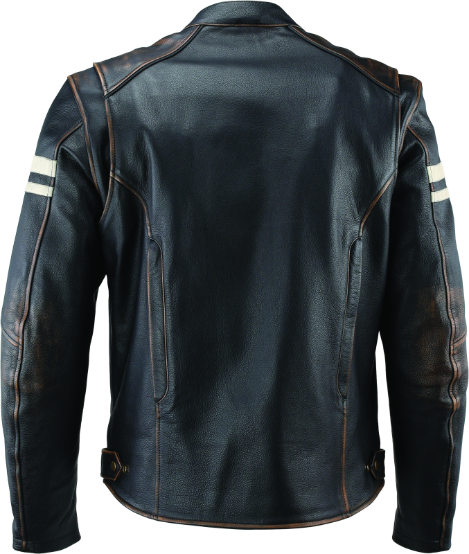 River Road Hoodlum Vintage Leather Jacket Black - Small