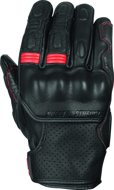 Speed and Strength Twist of Fate Leather Gloves Black/Red - Large