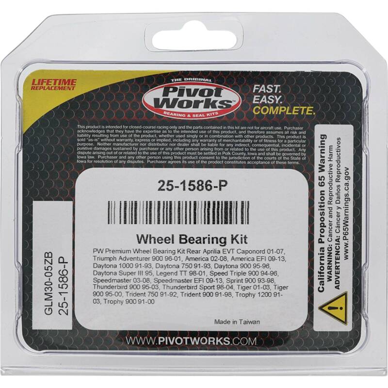 Pivot Works Aprilia, Triumph Wheel Bearing Kit Premium Bearings