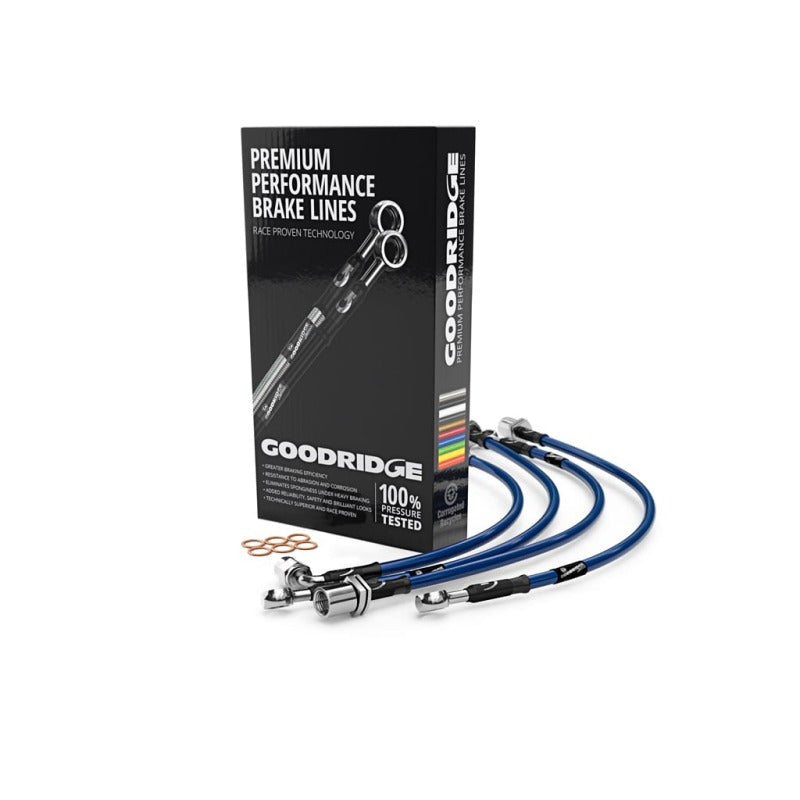 Goodridge 03-06 Mitsubishi Evolution 8 Stainless Steel Brake Lines - Electric Blue