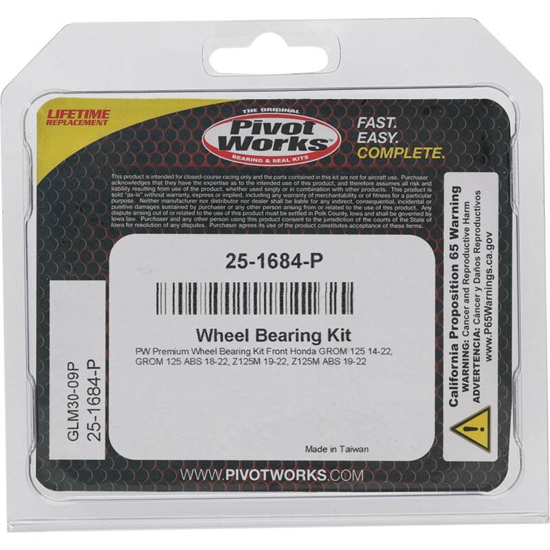 Pivot Works Honda Wheel Bearing Kit Premium Bearings