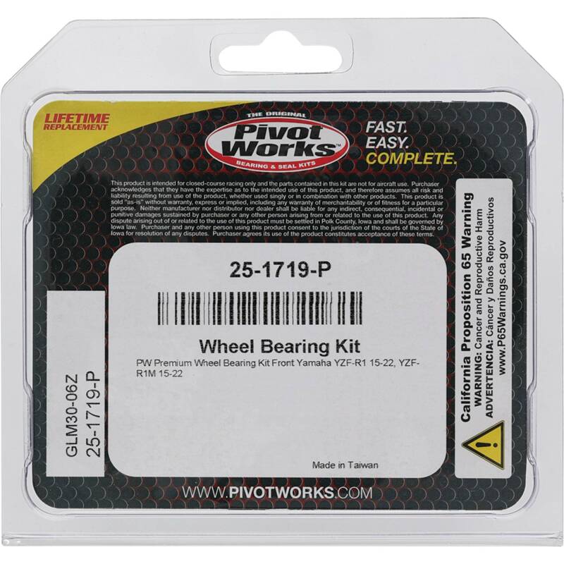 Pivot Works Yamaha Wheel Bearing Kit Premium Bearings