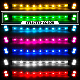 XK Glow Strips Single Color XKGLOW LED Accent Light Motorcycle Kit White - 8xPod + 2x8In