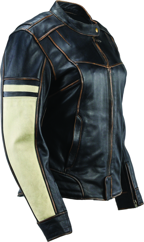 River Road Dame Vintage Leather Jacket Black Womens - Small