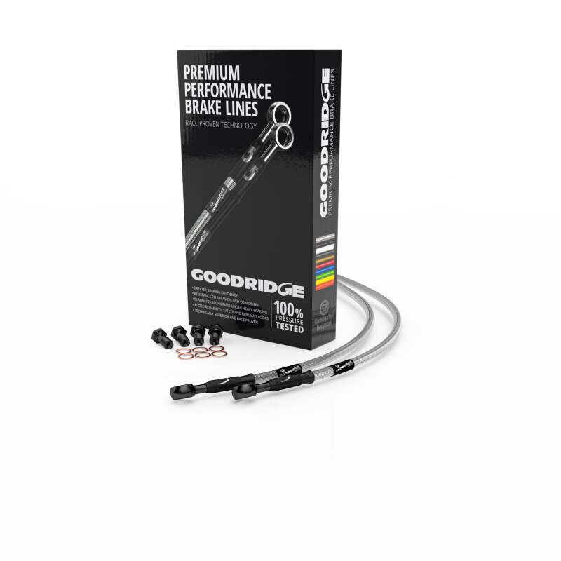 Goodridge 01-12 Triumph Bonneville/T100 Clear Front SS Brake Lines w/Black Fittings