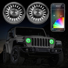 Load image into Gallery viewer, XK Glow 2pc 7in App Control RGB Wrangler JL Headlight Kit w/ Mounting Brackets