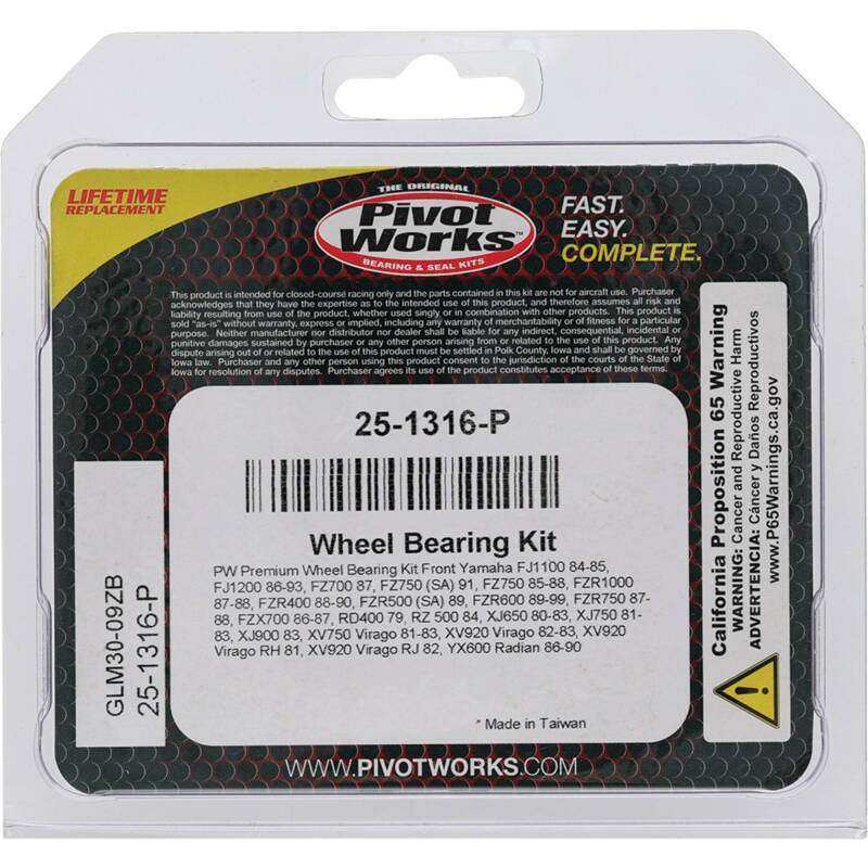 Pivot Works Yamaha Wheel Bearing Kit Premium Bearings