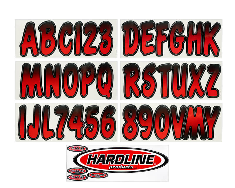 Hardline Boat Lettering Registration Kit 3 in. - 200 Red/Black