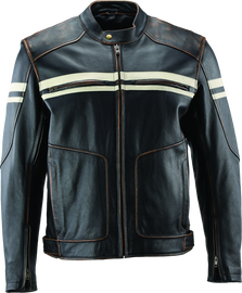 River Road Hoodlum Vintage Leather Jacket Black - Small