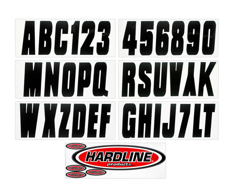 Hardline Boat Lettering Registration Kit 3 in. - 350 Black Solid