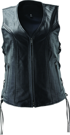 Kuryakyn Leather By River Road Sapphire Leather Vest Black Womens - Medium