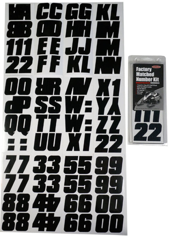 Hardline Snowmobile Lettering Registration Kit 2 in. - 500 Solid Black/