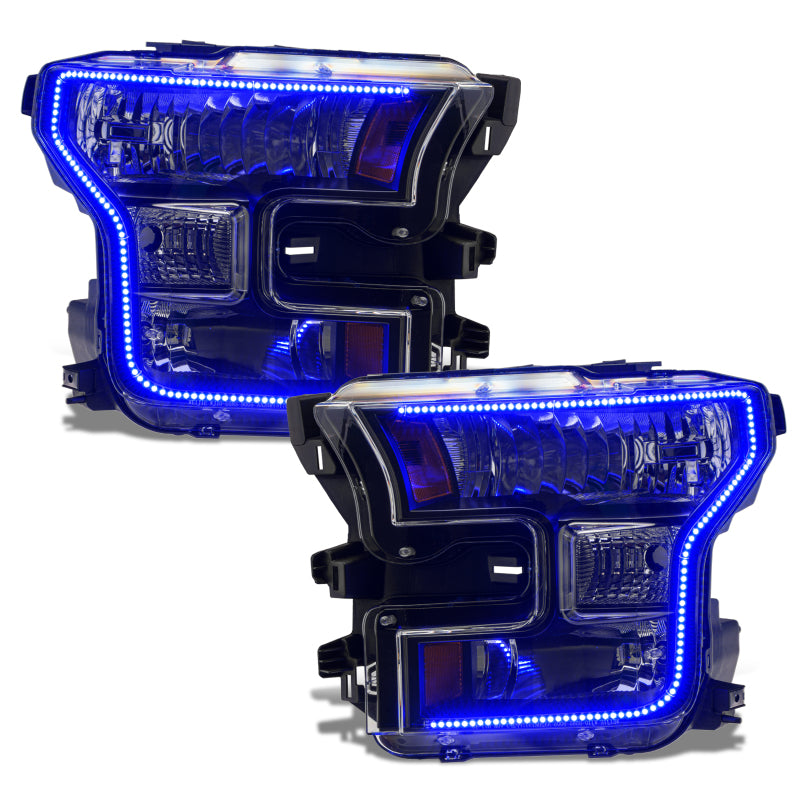 Oracle 15-17 Ford F-150 Dynamic RGB+A Pre-Assembled Headlights Halogen - Blk Edition - SEE WARRANTY