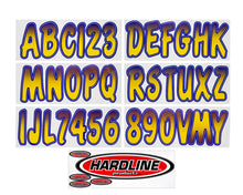 Load image into Gallery viewer, Hardline Boat Lettering Registration Kit 3 in. - 200 Yellow/Purple