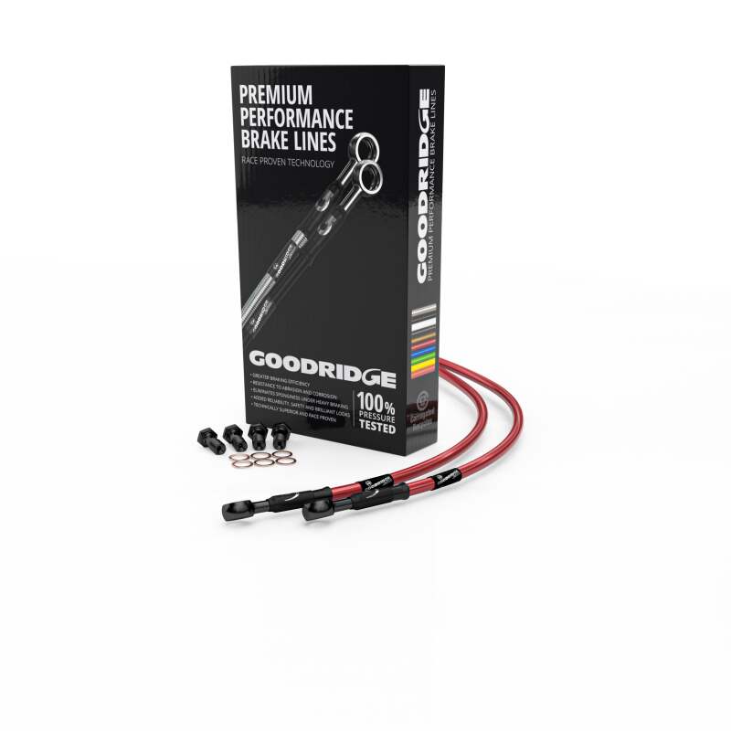 Goodridge 08-14 Aprilla RSV1000R / RSV4 Red Rear SS Brake Lines w/Black Fittings