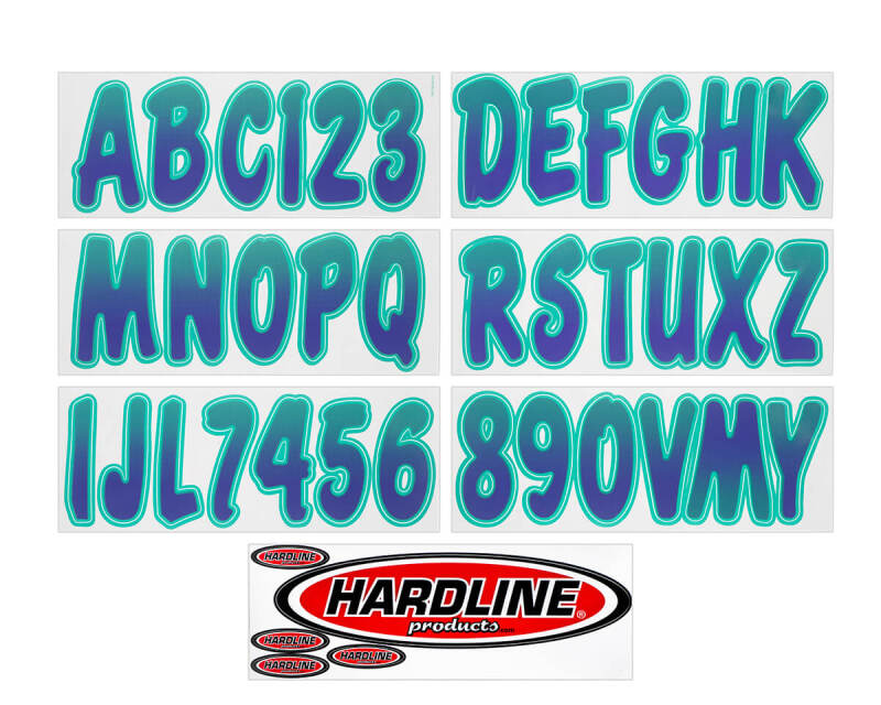Hardline Boat Lettering Registration Kit 3 in. - 200 Purple/Teal